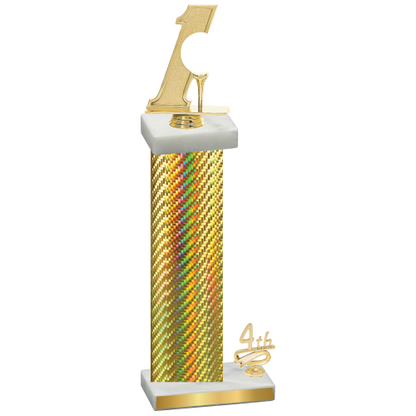Accented Single Gold Carbon Fiber Fourth Place Golf Trophy