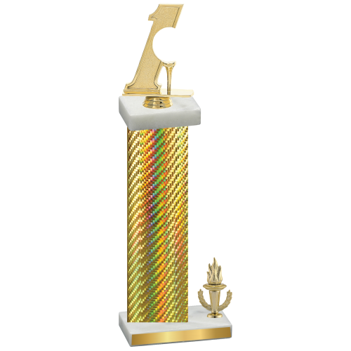 Accented Single Gold Carbon Fiber Victory Golf Trophy