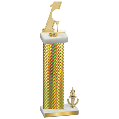 Accented Single Gold Carbon Fiber Victory Golf Trophy