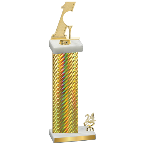 Accented Single Gold Carbon Fiber Year Golf Trophy