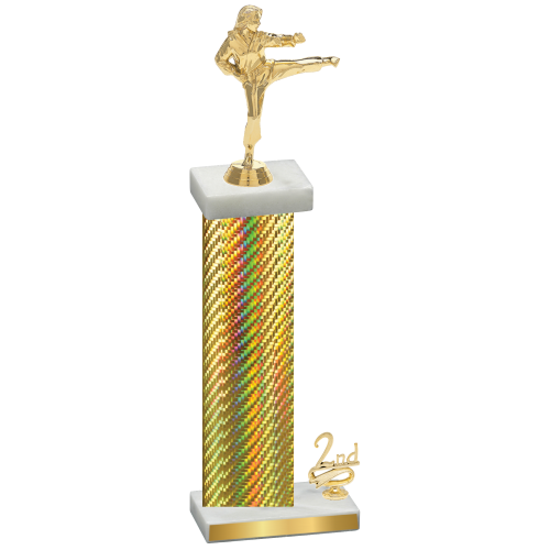 Accented Single Gold Carbon Fiber Second Place Karate Trophy