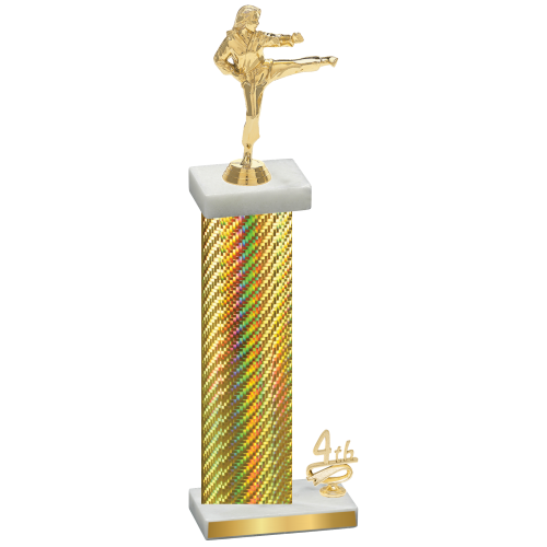 Accented Single Gold Carbon Fiber Fourth Place Karate Trophy