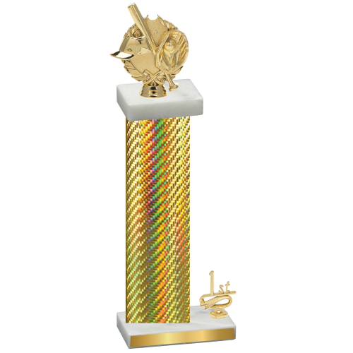 Accented Single Gold Carbon Fiber First Place Baseball Trophy