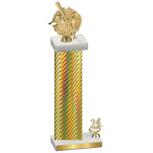 Accented Single Gold Carbon Fiber Year Baseball Trophy