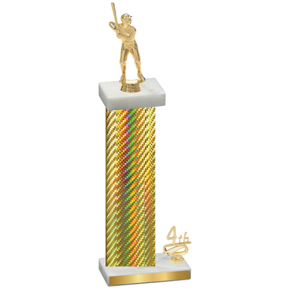 Accented Single Gold Carbon Fiber Fourth Place Baseball Trophy