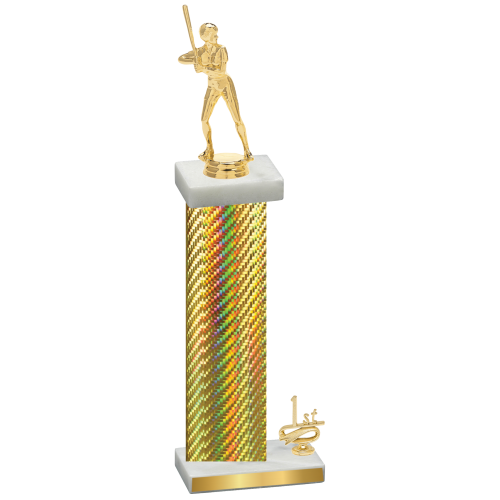 Accented Single Gold Carbon Fiber First Place Softball Trophy