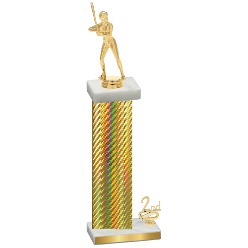 Accented Single Gold Carbon Fiber Second Place Softball Trophy