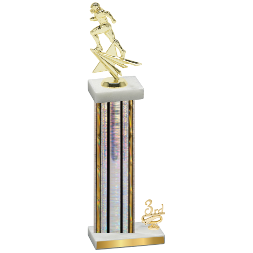 Accented Single Silver Glacier Third Place Football Trophy