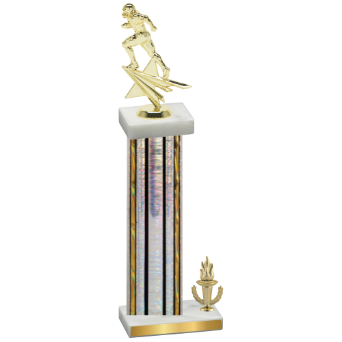 Accented Single Silver Glacier Victory Football Trophy