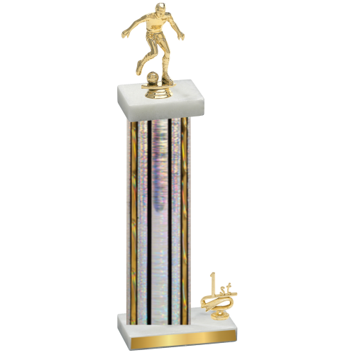 Accented Single Silver Glacier First Place Soccer Trophy