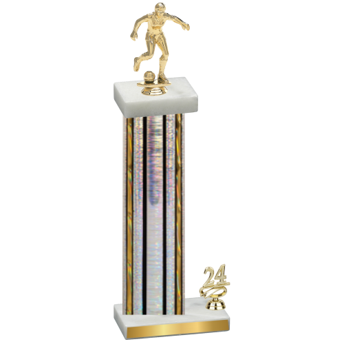 Accented Single Silver Glacier Year Soccer Trophy