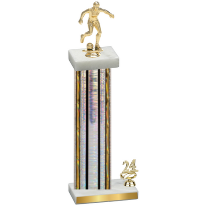 Accented Single Silver Glacier Year Soccer Trophy