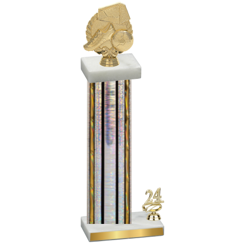 Accented Single Silver Glacier Year Soccer Trophy