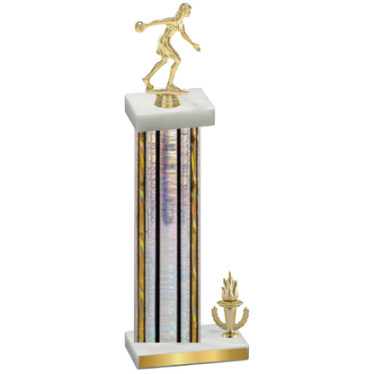 Accented Single Silver Glacier Victory Bowling Trophy