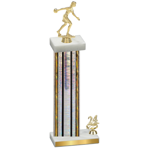 Accented Single Silver Glacier Year Bowling Trophy