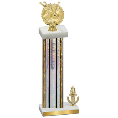 Accented Single Silver Glacier Victory Bowling Trophy