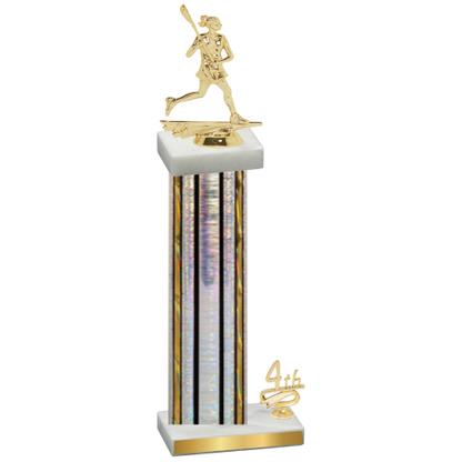Accented Single Silver Glacier Fourth Place Lacrosse Trophy