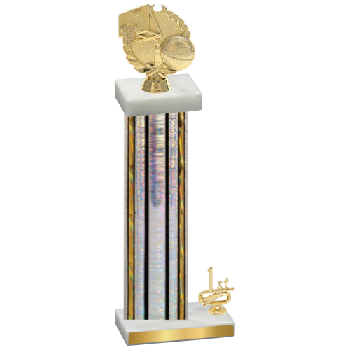 Accented Single Silver Glacier First Place Basketball Trophy