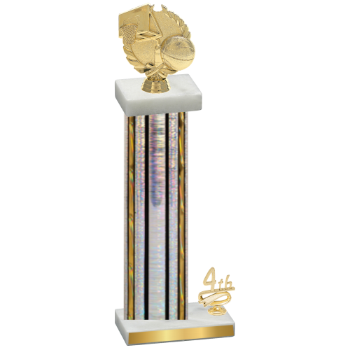 Accented Single Silver Glacier Fourth Place Basketball Trophy