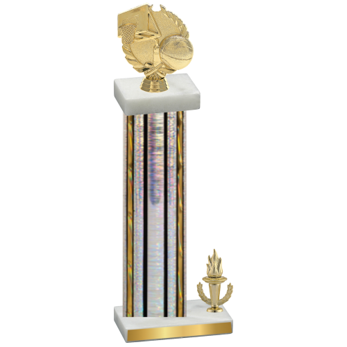 Accented Single Silver Glacier Victory Basketball Trophy