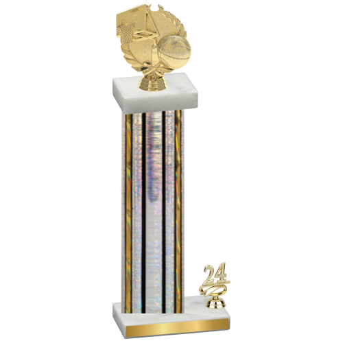 Accented Single Silver Glacier Year Basketball Trophy