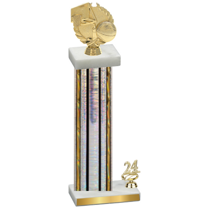 Accented Single Silver Glacier Year Basketball Trophy