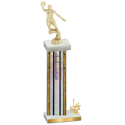 Accented Single Silver Glacier First Place Basketball Trophy