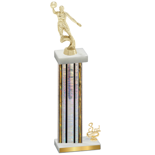 Accented Single Silver Glacier Third Place Basketball Trophy