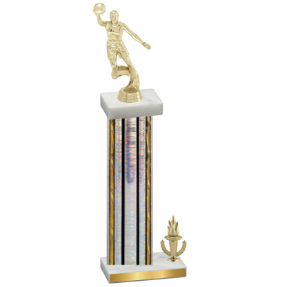 Accented Single Silver Glacier Victory Basketball Trophy