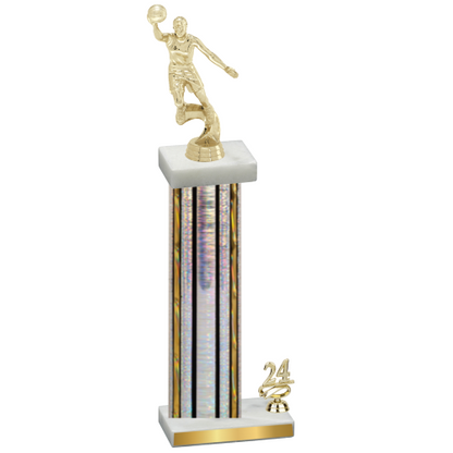 Accented Single Silver Glacier Year Basketball Trophy