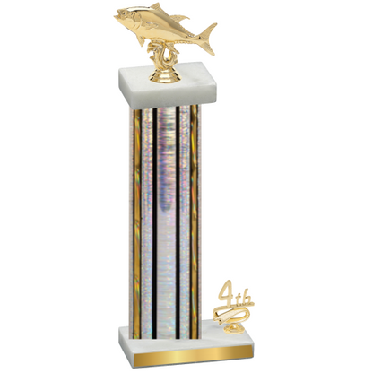 Accented Single Silver Glacier Fourth Place Fishing Trophy