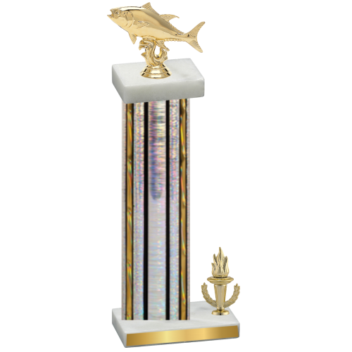 Accented Single Silver Glacier Victory Fishing Trophy