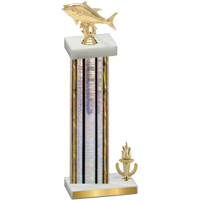 Accented Single Silver Glacier Victory Fishing Trophy