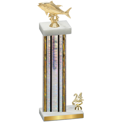 Accented Single Silver Glacier Year Fishing Trophy