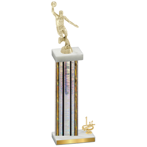 Accented Single Silver Glacier First Place Basketball Trophy