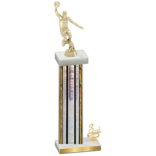 Accented Single Silver Glacier Third Place Basketball Trophy