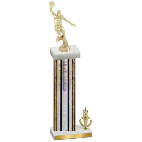 Accented Single Silver Glacier Victory Basketball Trophy