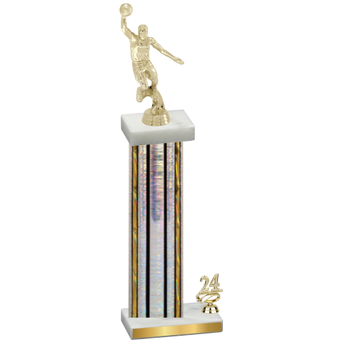 Accented Single Silver Glacier Year Basketball Trophy
