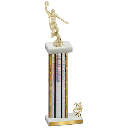 Accented Single Silver Glacier Year Basketball Trophy