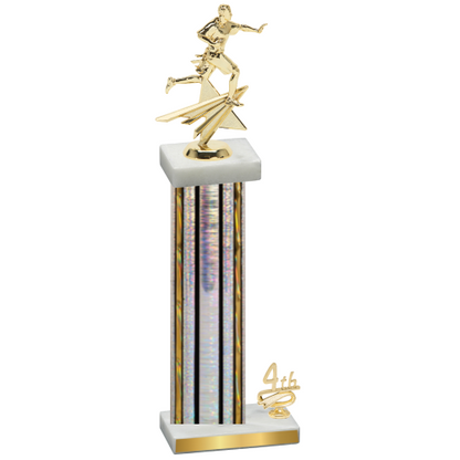 Accented Single Silver Glacier Fourth Place Flag Football Trophy