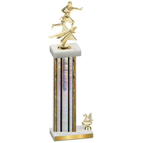 Accented Single Silver Glacier Year Flag Football Trophy