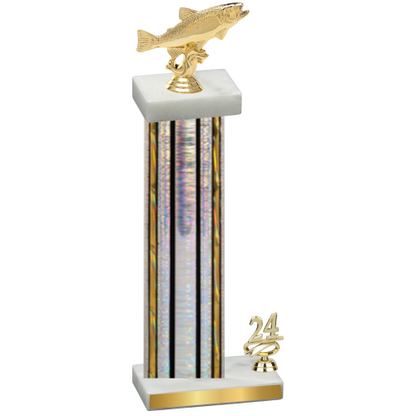 Accented Single Silver Glacier Year Fishing Trophy