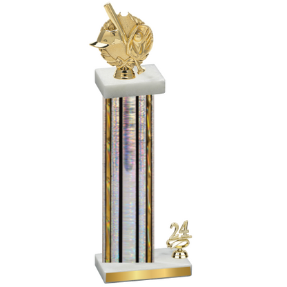 Accented Single Silver Glacier Year Baseball Trophy