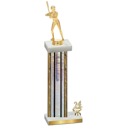 Accented Single Silver Glacier Year Softball Trophy