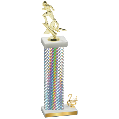 Accented Single Silver Carbon Fiber Second Place Football Trophy