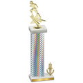 Accented Single Silver Carbon Fiber Victory Football Trophy