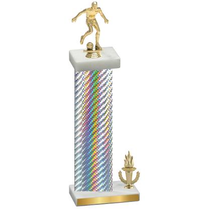 Accented Single Silver Carbon Fiber Victory Soccer Trophy