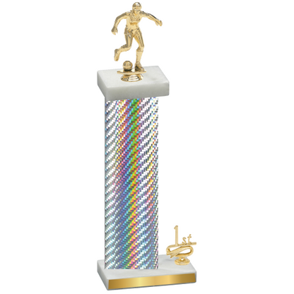 Accented Single Silver Carbon Fiber First Place Soccer Trophy