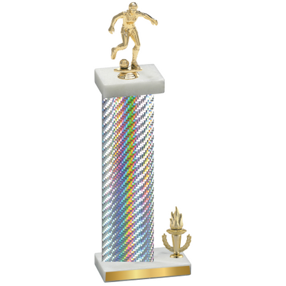 Accented Single Silver Carbon Fiber Victory Soccer Trophy