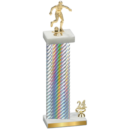 Accented Single Silver Carbon Fiber Year Soccer Trophy